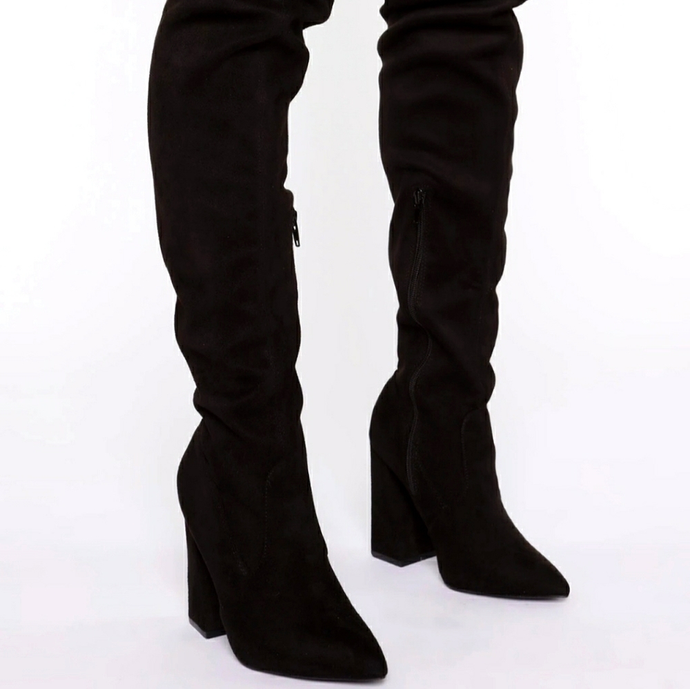 Black Faux Suede Boots
